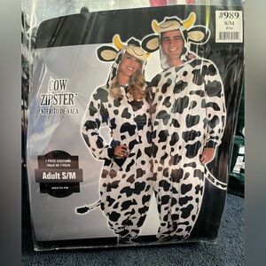 Adult Zipster Cow One Piece Costume S/M